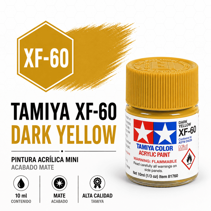 Pintura acrílica XF-60 Amarillo Ocre Oscuro Mate 10 ml Tamiya