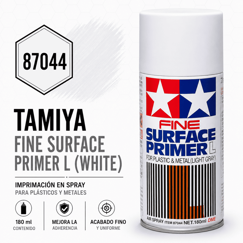 Imprimación en spray blanca Fine Surface Primer L 180 ml Tamiya 87044