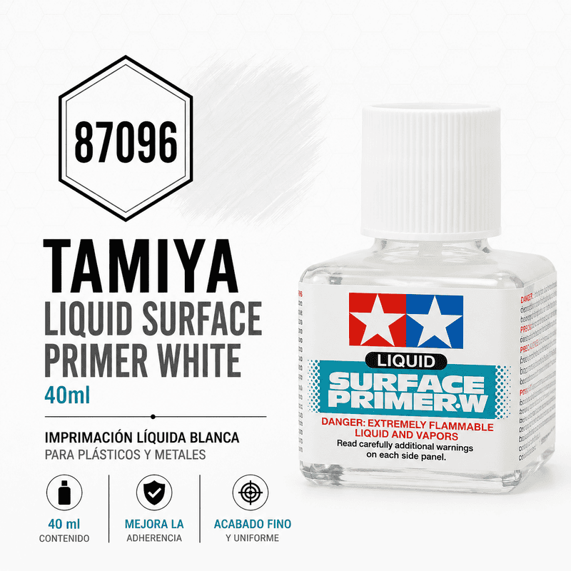 Imprimación líquida blanca Liquid Surface Primer White 40 ml Tamiya 87096