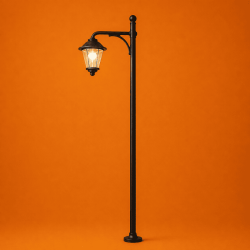 Farola de iluminación urbana moderna con tecnología LED LHM627-H0 en escala H0 MDT Models fondo solido