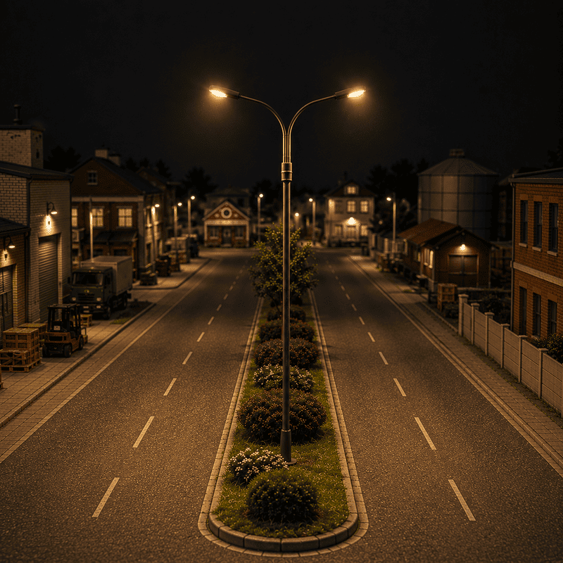 Farola LED doble N de 1 a 6 cm Steel Street Lamp 02-N MDT Models