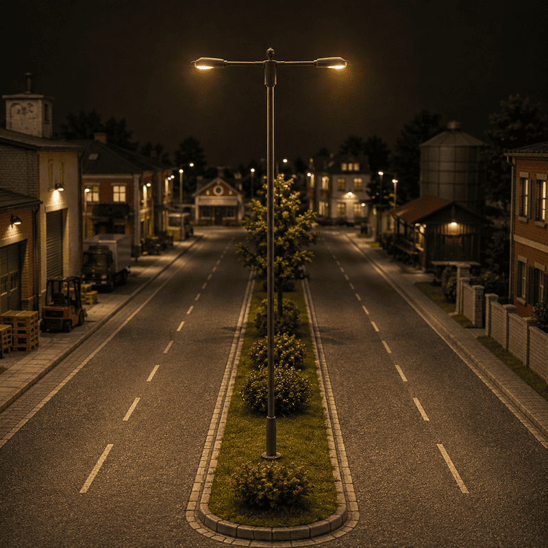 Farola LED doble H0 de 2 a 7 cm Steel Street Lamp 07-H0 MDT Models