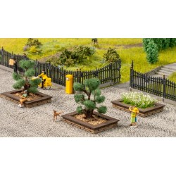 Conjunto de maceteros y jardineras de parterre H0 NOCH 14105