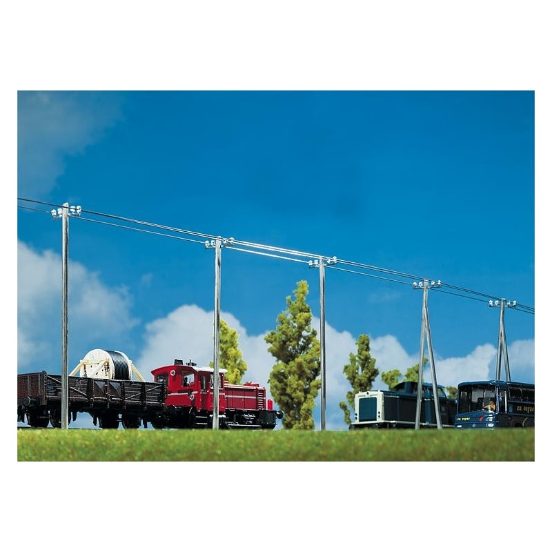 Set 20 postes teléfono con cable de tensado 130955 Faller Escala H0