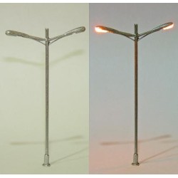 *Farola 053, doble, color plata, 7,8 cm MDT Escala H0