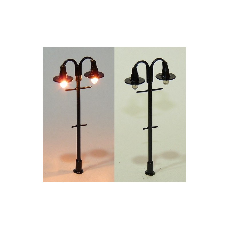 *Farola 310, color negro, doble, 6cm MDT Escala H0