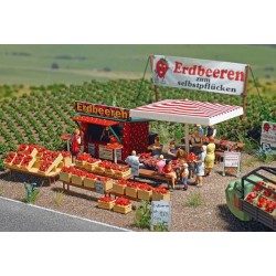 Set de 2 puestos de venta de fresas 1073 Busch Escala H0