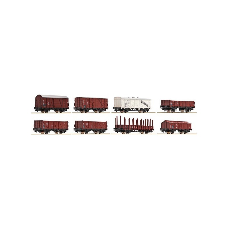 Set 8 vagones de mercancías de la DB 44002 ROCO Escala H0