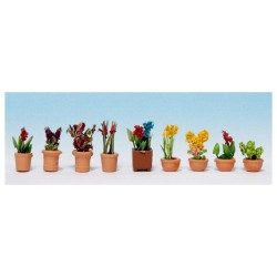 Macetas con plantas, 9 unidades, Laser-Cut 14080 NOCH Escala N
