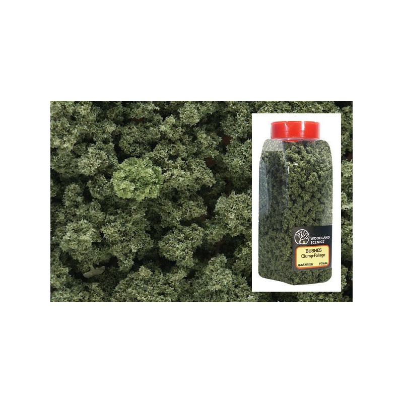 Follaje super compacto / Arbustos color verde oliva en bote grande FC1644 Woodland Scenic