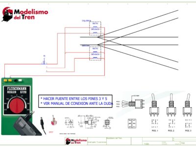 Mando de un desvio triple con interruptor de tres posiciones